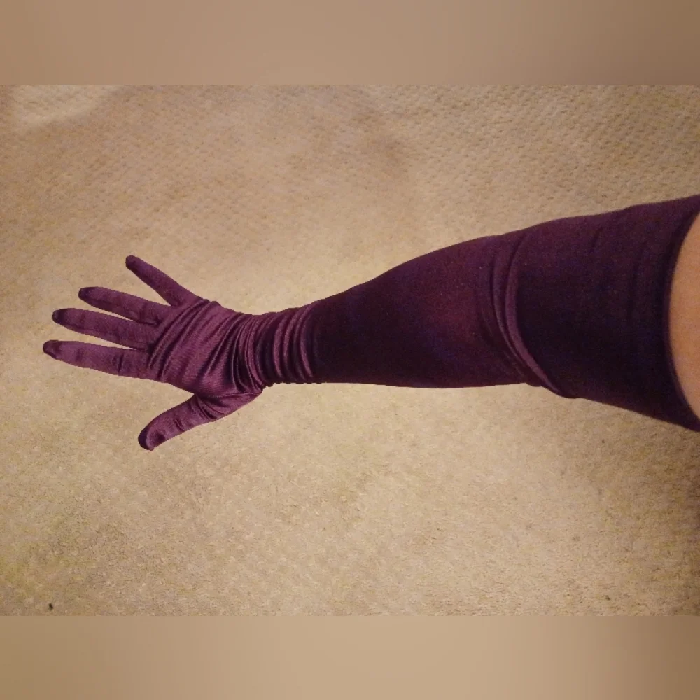 H&M Long Purple Satin Opera Gloves